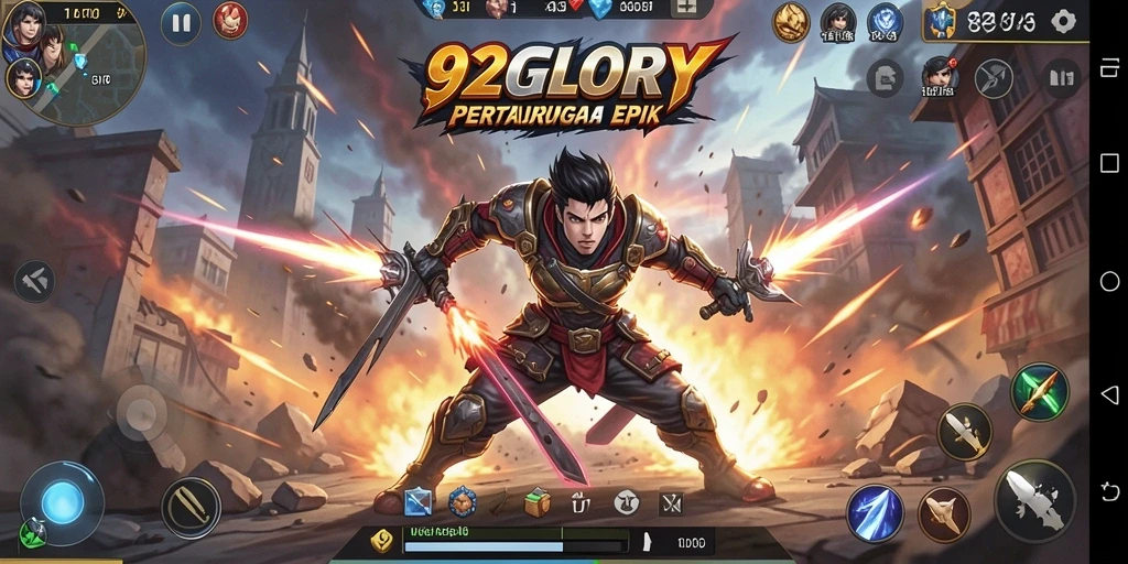 Screenshot aksi seru dalam game 92GLORY, menunjukkan pertarungan yang mendebarkan.