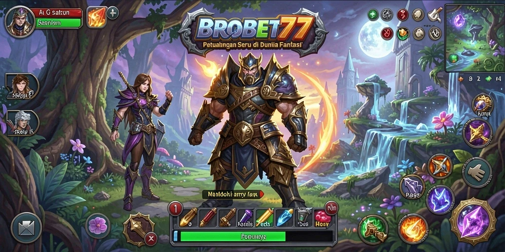 Tampilan gameplay epik dari BROBET77 dengan pertarungan RPG yang menegangkan.