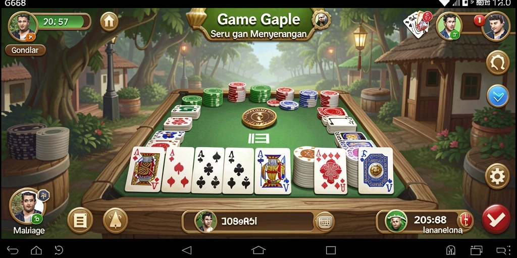 Tampilan gameplay G668 saat bermain Gaple dengan teman.