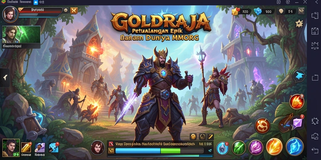 Tampilan epik gameplay GOLDRAJA dalam dunia MMORPG.