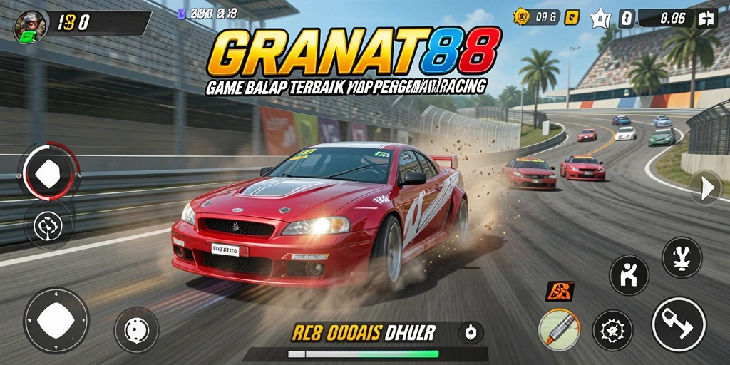 Screenshot utama dari gameplay balap yang mendebarkan dalam GRANAT88.