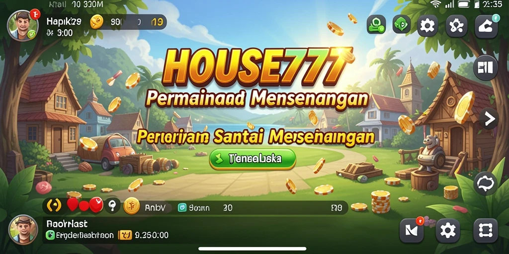 Tampilan gameplay <strong>HOUSE777</strong> yang ceria dan penuh tantangan.