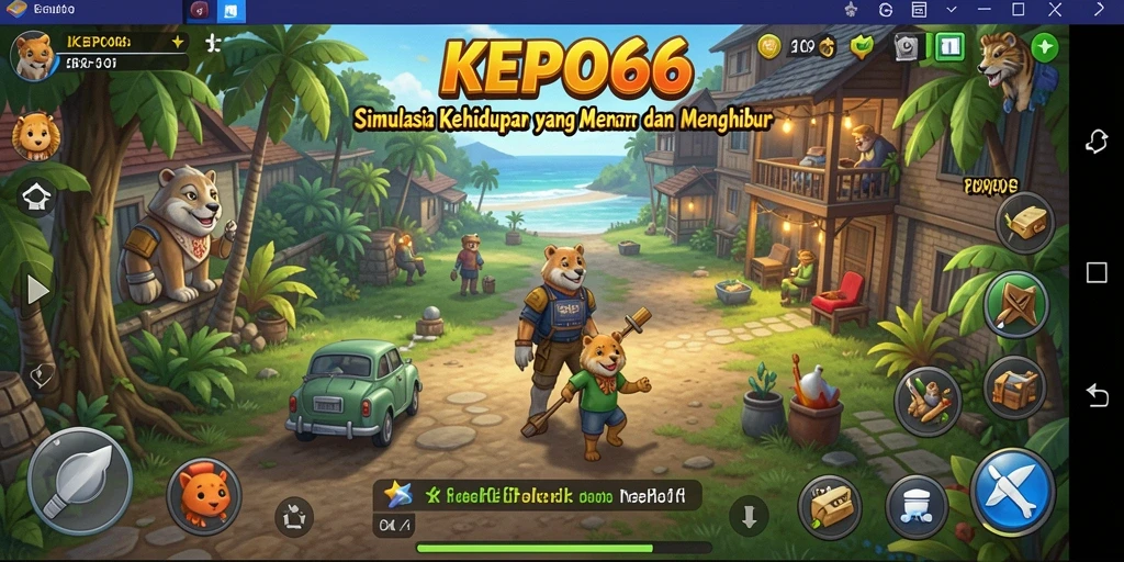 Tampilan screenshot utama KEPO66 menampilkan karakter dan lingkungan simulasi yang menarik.