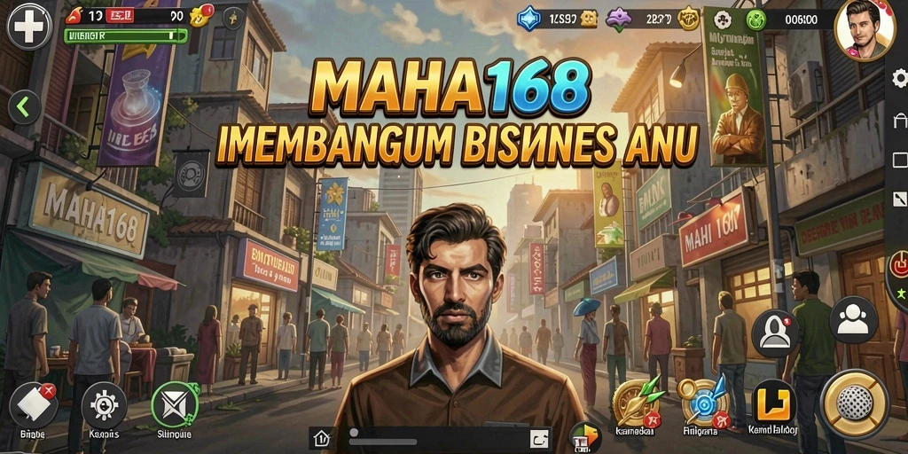 Screenshot gameplay MAHA168 menampilkan pengalaman membangun bisnis yang mendebarkan.