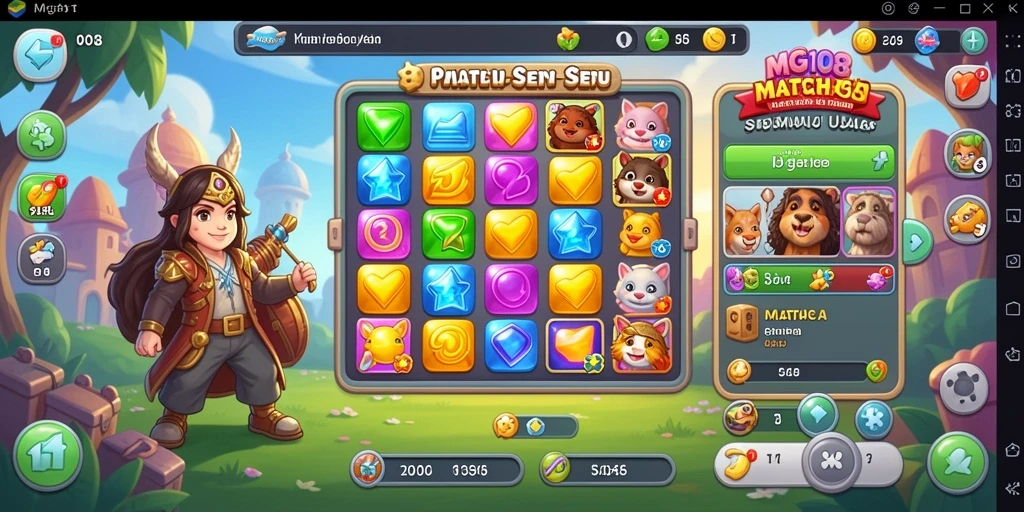 Gameplay seru MG108 dengan permata berwarna-warni dan tantangan Match-3.