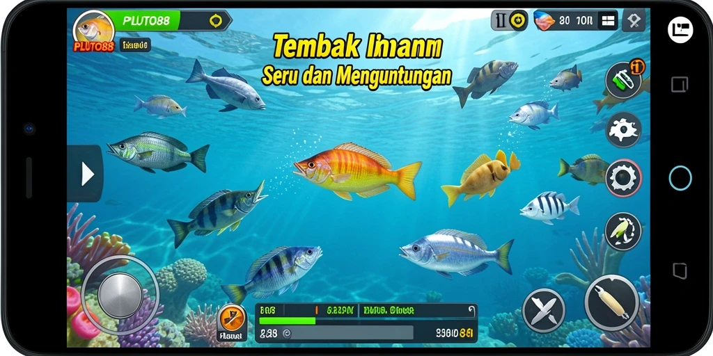 Tampilan gameplay seru di PLUTO88 dengan berbagai ikan menarik.