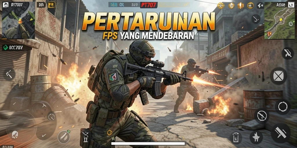 Gameplay intens PT707 yang menampilkan strategi tim dan aksi cepat.
