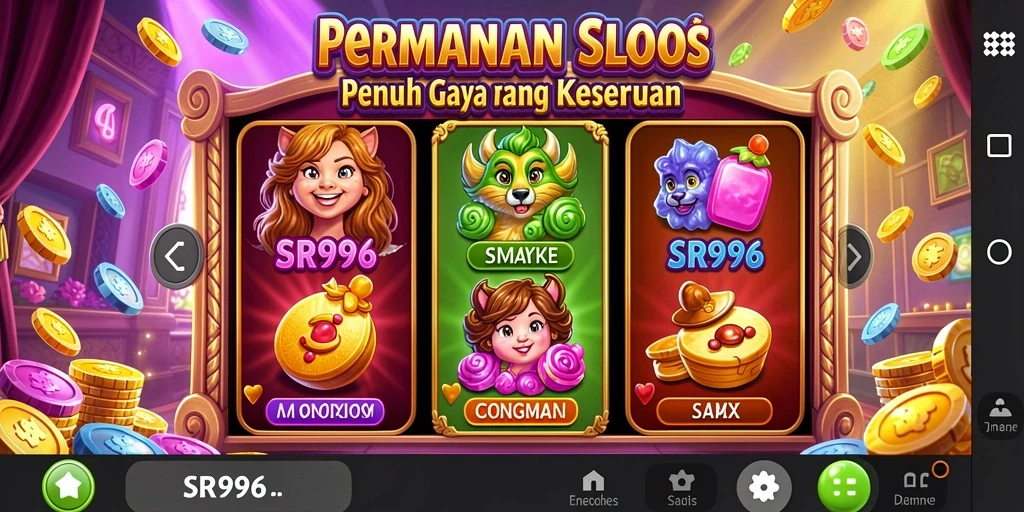 Tampilan gameplay menawan dari SR996 yang penuh warna dan animasi.