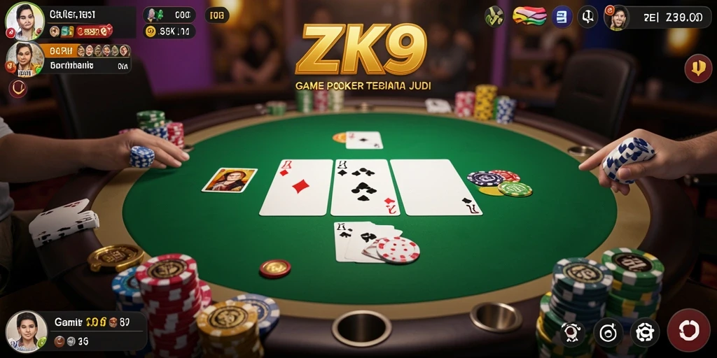 Tampilan gameplay ZK9 yang menegangkan dan interaktif saat bermain Poker.